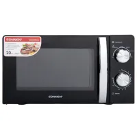 Микроволновая печь SONNEN MW2070BLCR-6MB, 20 л, 700 Вт, таймер, механическое управление, ручка, черная/хром, 454982