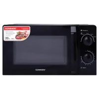 Микроволновая печь SONNEN MW2070BL-6MB, 20 л, 700 Вт, таймер, механическое управление, ручка, черная, 454983