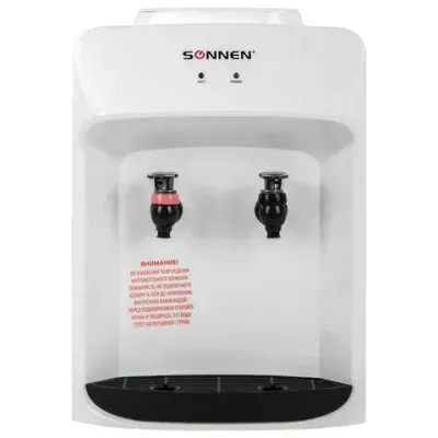 Кулер водонагреватель БЕЗ ОХЛАЖДЕНИЯ, SONNEN TSH-02T, настольный, 2 крана, белый, 455412