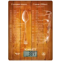 Весы кухонные SCARLETT SC-KS57P19, электронный дисплей, максимальный вес 10 кг, тарокомпенсация, стекло