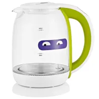 Чайник KITFORT КТ-6140-2, 1,7 л, 2200 Вт, закрытый нагревательный элемент, ТЕРМОРЕГУЛЯТОР, стекло, белый/салатовый