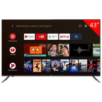 Телевизор JVC LT-43M697, 43" (109 см), 1920x1080, FullHD, 16:9, Android TV, Wi-Fi, безрамочный, черный