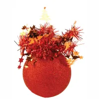 Шар пластиковый "Праздничный" 75мм, с блестками, с короной из мишуры, оранжевый