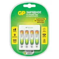 Зарядное устройство с аккумуляторными батарейками Ni-Mh 4 шт., ААА, 1000 mAh, GP, Е411/100AAAHCCS