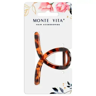 Краб для волос 8 см, глянцевый, черепаховый, MONTE VITA (МОНТЕ ВИТА), 457008