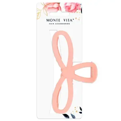 Краб для волос 12,5 см, soft-touch, розовый, MONTE VITA (МОНТЕ ВИТА), 457011