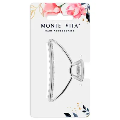 Краб для волос 7,8 см, серебристый, MONTE VITA (МОНТЕ ВИТА), 457016