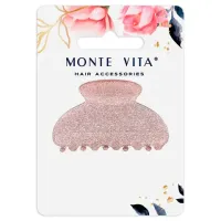 Краб для волос 5,2 см, с глиттером, розовый, MONTE VITA (МОНТЕ ВИТА), 457021
