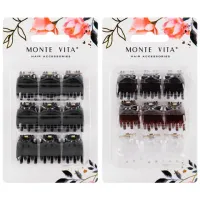 Крабы для волос НАБОР 9 шт., 1,5 см, глянцевый, АССОРТИ, MONTE VITA (МОНТЕ ВИТА), 457025