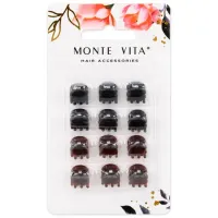 Крабы для волос НАБОР 12 шт., 0,8 см, черный, коричневый MONTE VITA (МОНТЕ ВИТА), 457026