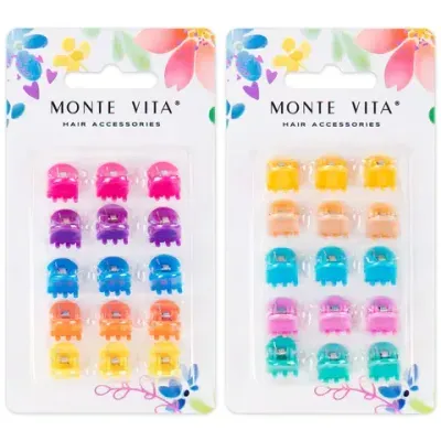 Крабы для волос НАБОР 15 шт., 0,8 см, глянцевый, АССОРТИ, MONTE VITA (МОНТЕ ВИТА), 457028