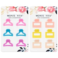 Крабы для волос НАБОР 6 шт., 2,5 см, soft touch, АССОРТИ, MONTE VITA (МОНТЕ ВИТА), 457029