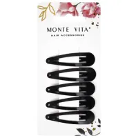 Заколки для волос НАБОР 5 шт., 5 см, клик-клак, чёрный, глянцевый, MONTE VITA (МОНТЕ ВИТА), 457077