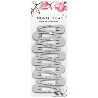 Заколки для волос НАБОР 10 шт., 5 см, клик-клак, глянцевый, серебристый, MONTE VITA (МОНТЕ ВИТА), 457079