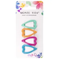 Заколки для волос НАБОР 4 шт., 3,5 см, клик-клак, сердечки, глянцевый, разные цвета, MONTE VITA (МОНТЕ ВИТА), 457082