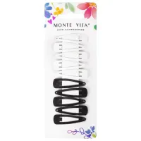 Заколки для волос НАБОР 10 шт., 4 см, клик-клак, глянцевый черный, перламутровый белый, MONTE VITA (МОНТЕ ВИТА), 457085