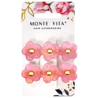 Заколки для волос НАБОР 2 шт., 6 см, зажим, с декором, розовый, MONTE VITA (МОНТЕ ВИТА), 457097