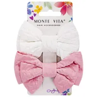 Заколки для волос НАБОР 2 шт., 10х6,5 см, зажим, с бантиком, розовый, белый, MONTE VITA (МОНТЕ ВИТА), 457110