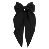 Заколка для волос баретте 25x41 см, с бантом и широкими хвостиками, чёрный, MONTE VITA (МОНТЕ ВИТА), 457112
