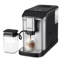 Кофемашина KITFORT КТ-7166, 1350 Вт, объем 1,5 л, для зерен 200 г, автокапучинатор, серебристая