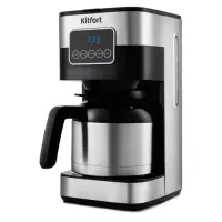 Кофеварка капельная KITFORT КТ-752, 900 Вт, объем 1,25 л, дисплей, черный/стальной