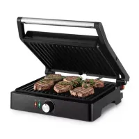 Электрогриль KITFORT KT-3662, 2000 Вт, фиксированные панели, регулировка температуры, серебро/черный, КТ-3662