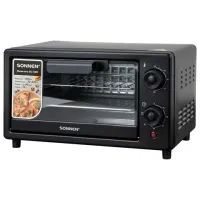 Мини-печь электрическая SONNEN EO-1001, 800 Вт, 10 л, таймер, нагрев до 230 °C, черная, 458308