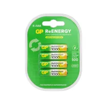 Батарейки аккумуляторные GP ReEnergy Ni-Mh мизинчиковые КОМПЛЕКТ 4 шт., ААА (HR03), 950 mAh, 100AAAHCRGY, 100AAAHCRGY-2C
