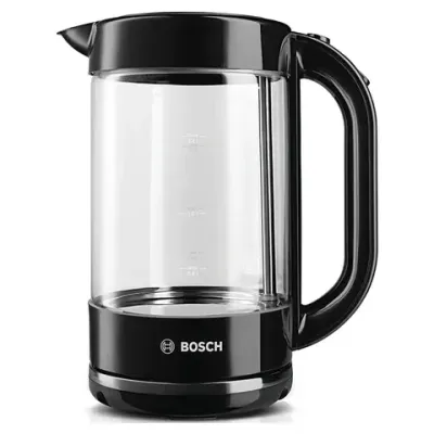 Чайник BOSCH TWK70B03, 1,7 л, 2400 Вт, закрытый нагревательный элемент, стекло, черный