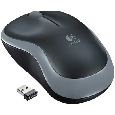 Мышь беспроводная LOGITECH M185, 2 кнопки + 1 колесо-кнопка, оптическая, черно-серая