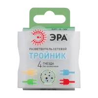 Сетевой тройник ЭРА, 4 розетки, без заземления, без шторок, белый, SP-4-W