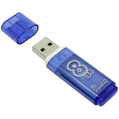 Флеш-диск 8 GB, SMARTBUY Glossy, USB 2.0, синий, SB8GBGS-B