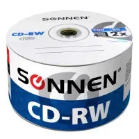 Диск CD-RW SONNEN 700 Mb 4-12x Bulk (термоусадка без шпиля), КОМПЛЕКТ 50 шт., 512578