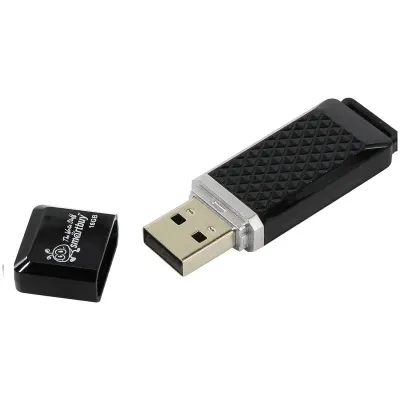 Флеш-диск 16 GB, SMARTBUY Quartz, USB 2.0, черный, SB16GBQZ-K