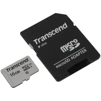 Карта памяти microSDHC 16 GB TRANSCEND UHS-I U1, 95 Мб/сек (class 10), адаптер, TS16GUSD300S-A