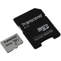 Карта памяти microSDXC 64 GB TRANSCEND UHS-I U1, 95 Мб/сек (class 10), адаптер, TS64GUSD300S-A