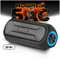 Колонка портативная DEFENDER Enjoy S1000, 2.0, 20 Вт, bluetooth, microUSB, черная, 65688