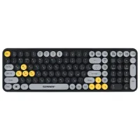 Клавиатура беспроводная бесшумная USB, 105 клавиш, SONNEN K303BY, черная / серая / желтая, 513952