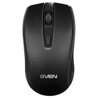 Мышь беспроводная SVEN RX-220W, 3 кнопки + 1 колесо-кнопка, оптическая, чёрная, SV-016227