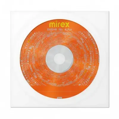 Диск DVD+R (плюс) MIREX, 4,7 ГБ, 16x, бумажный конверт, 1 штука, UL130013A1C