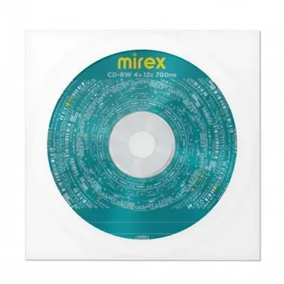 Диск CD-RW MIREX, 700 Мб, 4-12x, бумажный конверт, 1 штука, UL121002A8C