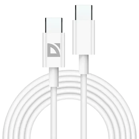 Фото товара «Кабель USB Type-C-Type-C, 30 Вт, белый, 2 м, DEFENDER F182, 87537»