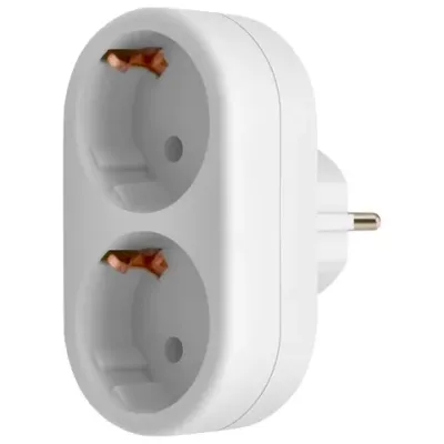 Сетевой тройник DEFENDER TA-03, 2 розетки, c заземлением, белый, 99107