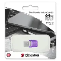 Флеш-диск 64 GB KINGSTON DataTraveler microDuo 3C, разъем USB 3.2, Type-C, фиолетовый, DTDUO3CG3/64GB
