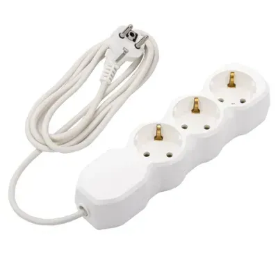 Удлинитель У10-003 3 розетки, с заземлением, 10 А, 1,8 м, белый, 7032