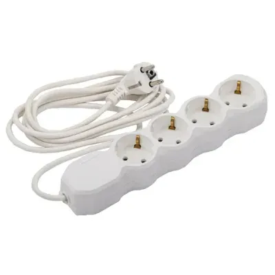 Удлинитель У10-004 4 розетки, с заземлением, 10 А, 3 м, белый, 6872