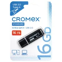 Флеш-диск 16 GB, CROMEX (КРОМЕКС) Standard USB 2.0, черный, 514158