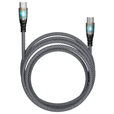 Кабель Type-C - Type-C, 1 м, 3 А, SMARTBUY, для быстрой зарядки и передачи данных, черный, FCTRANSP-BLACK