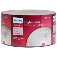 Диск DVD+R (плюс) PHILIPS, 4,7 Гб, 16x, Bulk (термоусадка без шпиля), КОМПЛЕКТ 50 шт., DR4S6U50F/97