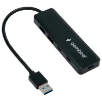 Хаб USB 3.1, 2хUSB, 2хType-C, с дополнительным питанием (Type-C), кабель USB 19 см, черный, GEMBIRD UHB-C415